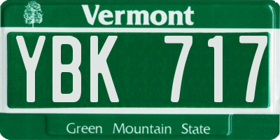 VT license plate YBK717