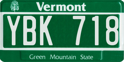VT license plate YBK718
