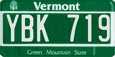 VT license plate YBK719