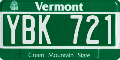 VT license plate YBK721