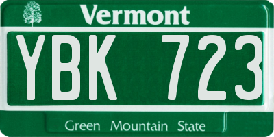 VT license plate YBK723