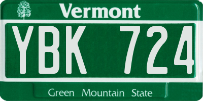 VT license plate YBK724