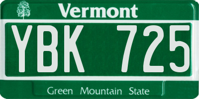 VT license plate YBK725