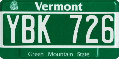 VT license plate YBK726