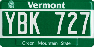 VT license plate YBK727