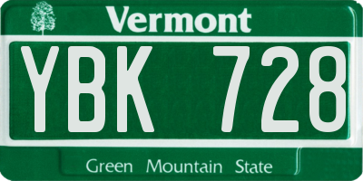 VT license plate YBK728