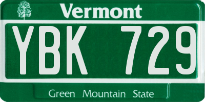 VT license plate YBK729