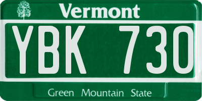 VT license plate YBK730