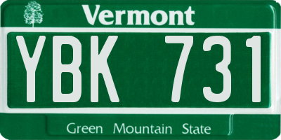 VT license plate YBK731