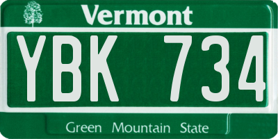 VT license plate YBK734