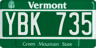 VT license plate YBK735