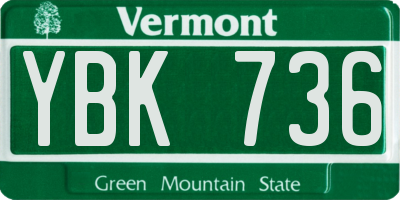 VT license plate YBK736