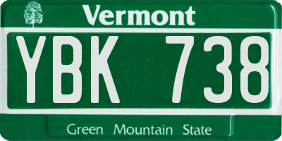 VT license plate YBK738