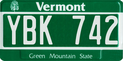 VT license plate YBK742
