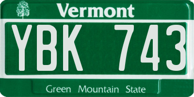 VT license plate YBK743