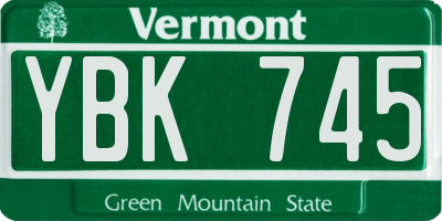 VT license plate YBK745