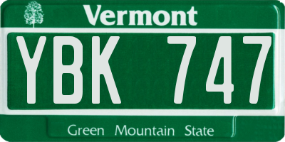 VT license plate YBK747