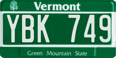 VT license plate YBK749