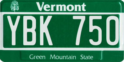 VT license plate YBK750