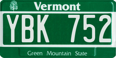 VT license plate YBK752