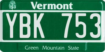 VT license plate YBK753