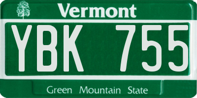 VT license plate YBK755