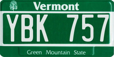 VT license plate YBK757