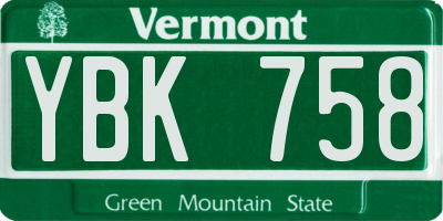 VT license plate YBK758