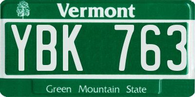 VT license plate YBK763