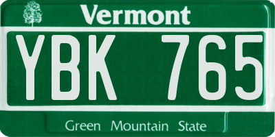 VT license plate YBK765