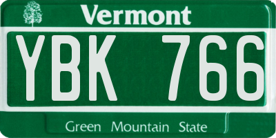 VT license plate YBK766