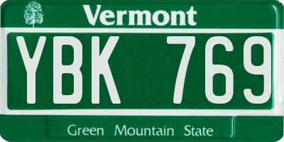 VT license plate YBK769