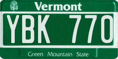 VT license plate YBK770