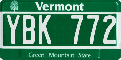 VT license plate YBK772