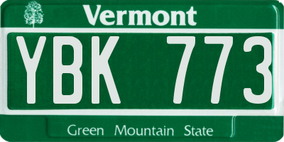 VT license plate YBK773