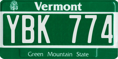 VT license plate YBK774
