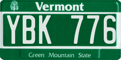 VT license plate YBK776