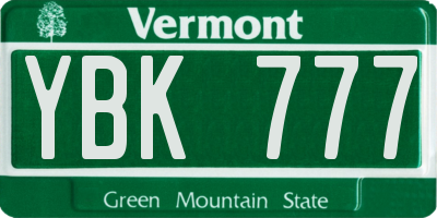 VT license plate YBK777