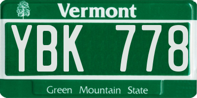 VT license plate YBK778
