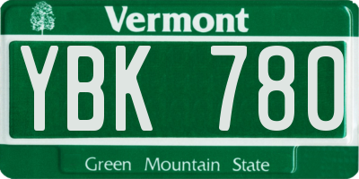 VT license plate YBK780