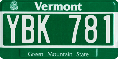 VT license plate YBK781