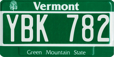 VT license plate YBK782
