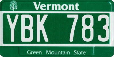 VT license plate YBK783