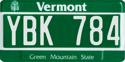 VT license plate YBK784