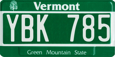 VT license plate YBK785