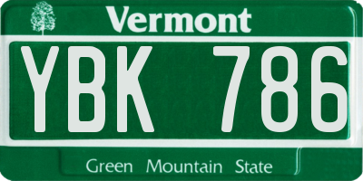 VT license plate YBK786