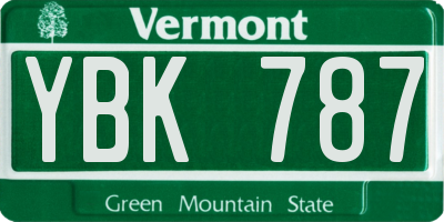 VT license plate YBK787