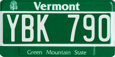 VT license plate YBK790