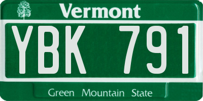 VT license plate YBK791