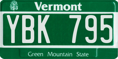 VT license plate YBK795